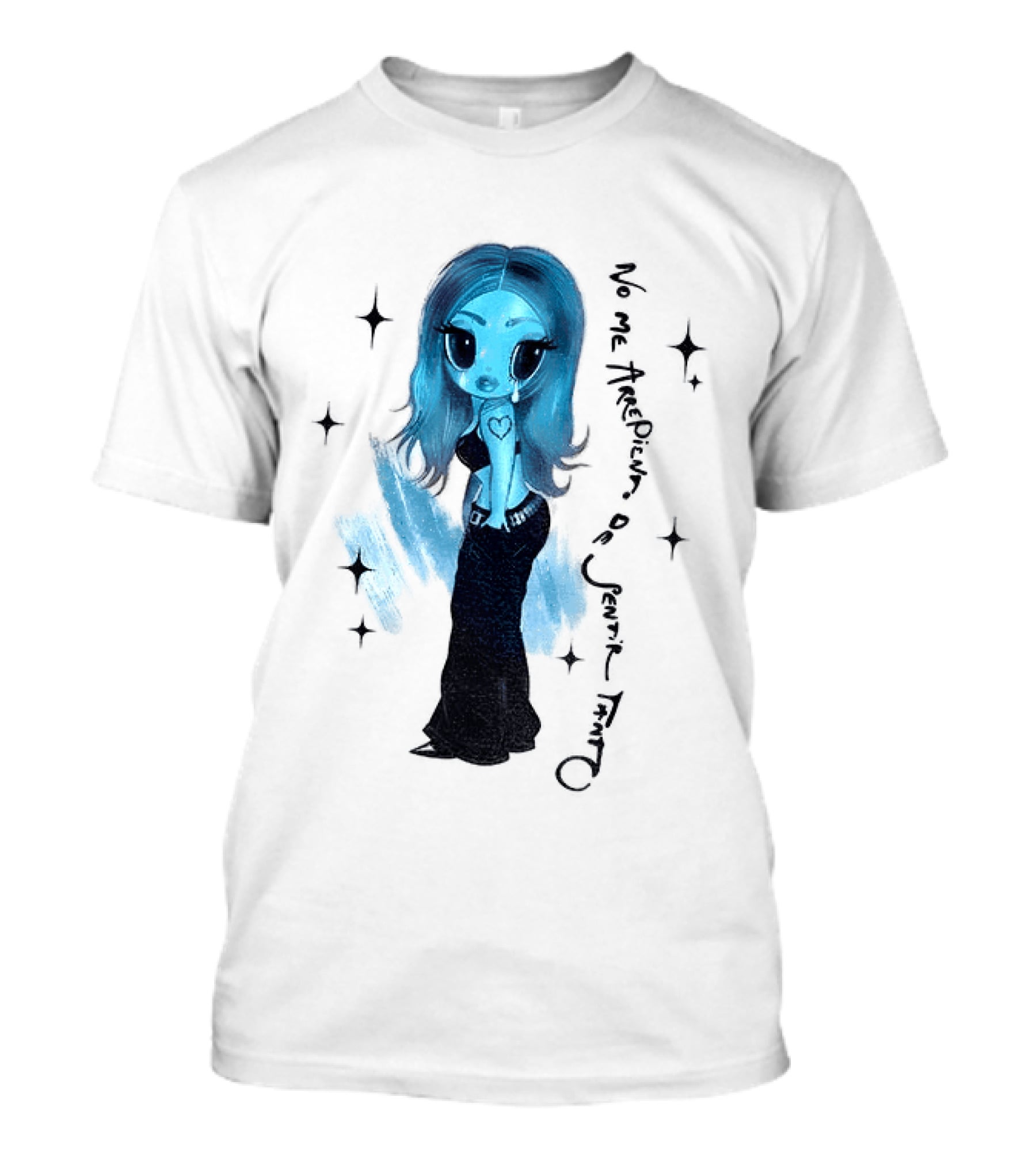 Karol G No Me Arrepiento De Sentir Tanto Blue Cartoon T-Shirt