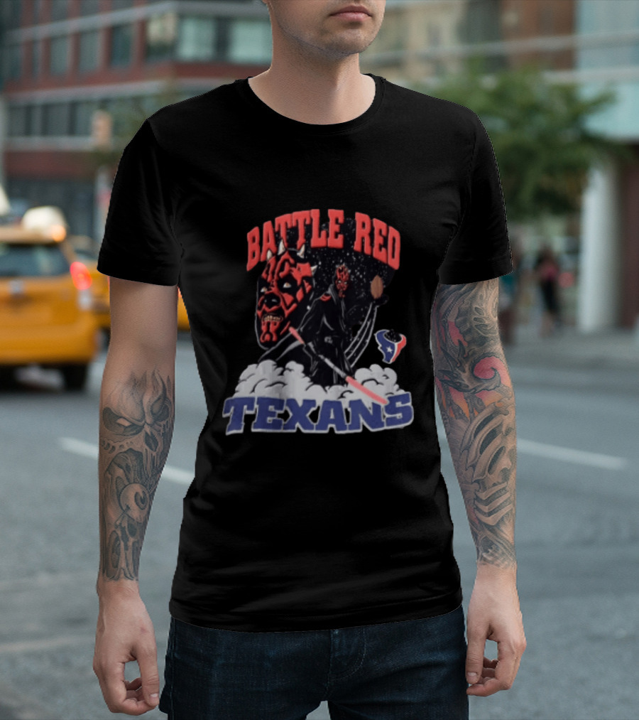Battle Red Texans Football Star Wars Darth Maul NFL T-Shirt