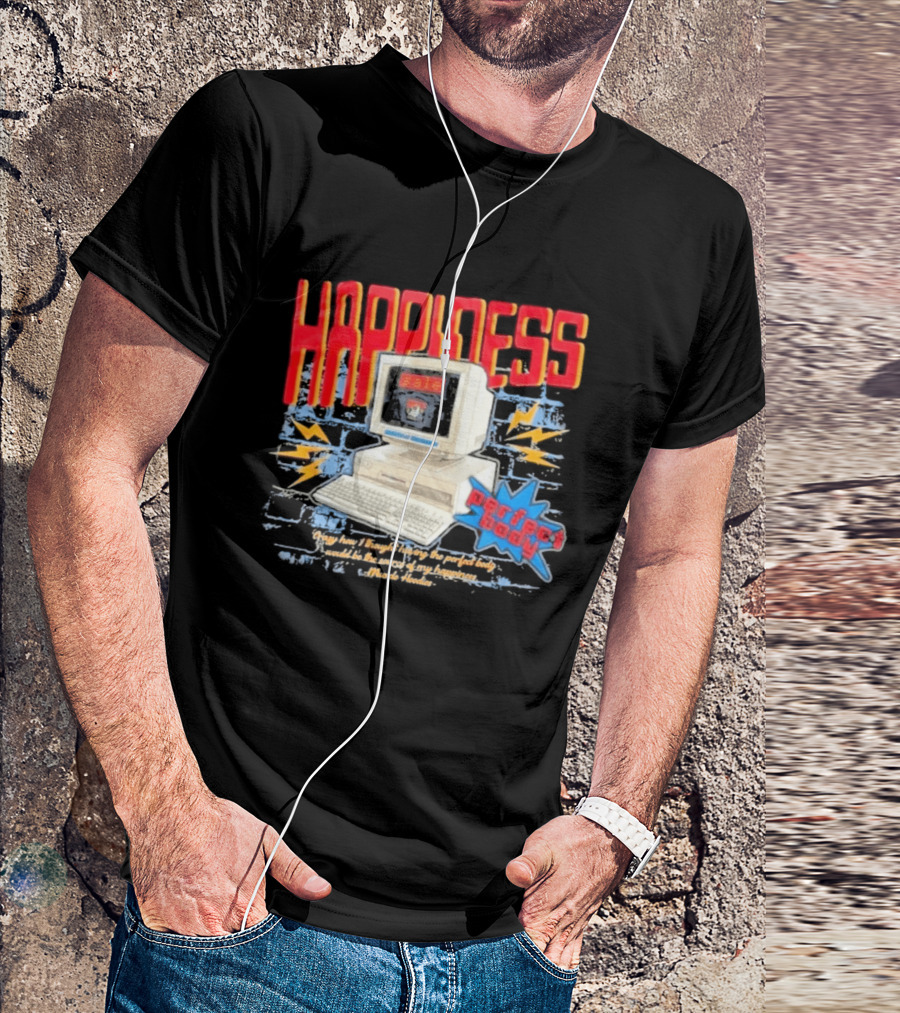 Happiness Perfect Body Retro Computer Lightning Bolts T-Shirt