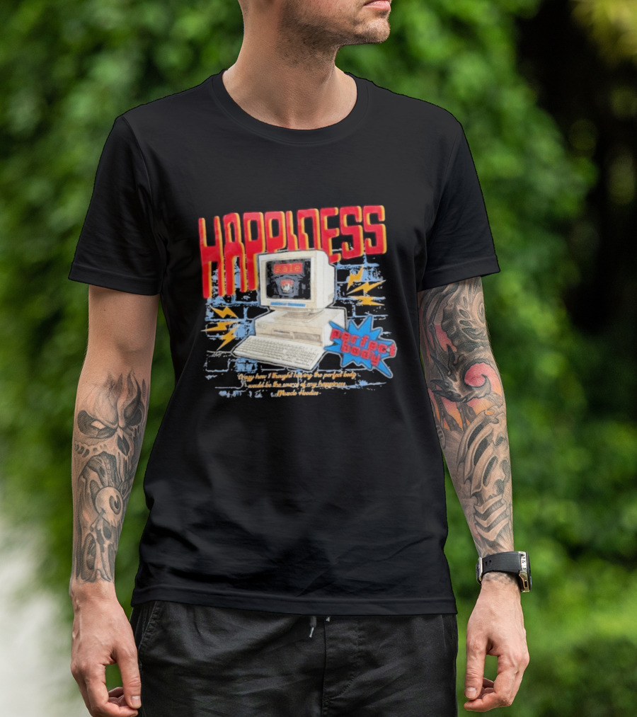 Happiness Perfect Body Retro Computer Lightning Bolts T-Shirt