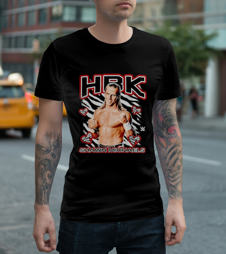 HBK Shawn Michaels Zebra Heart Hearts And Stripes T-Shirt