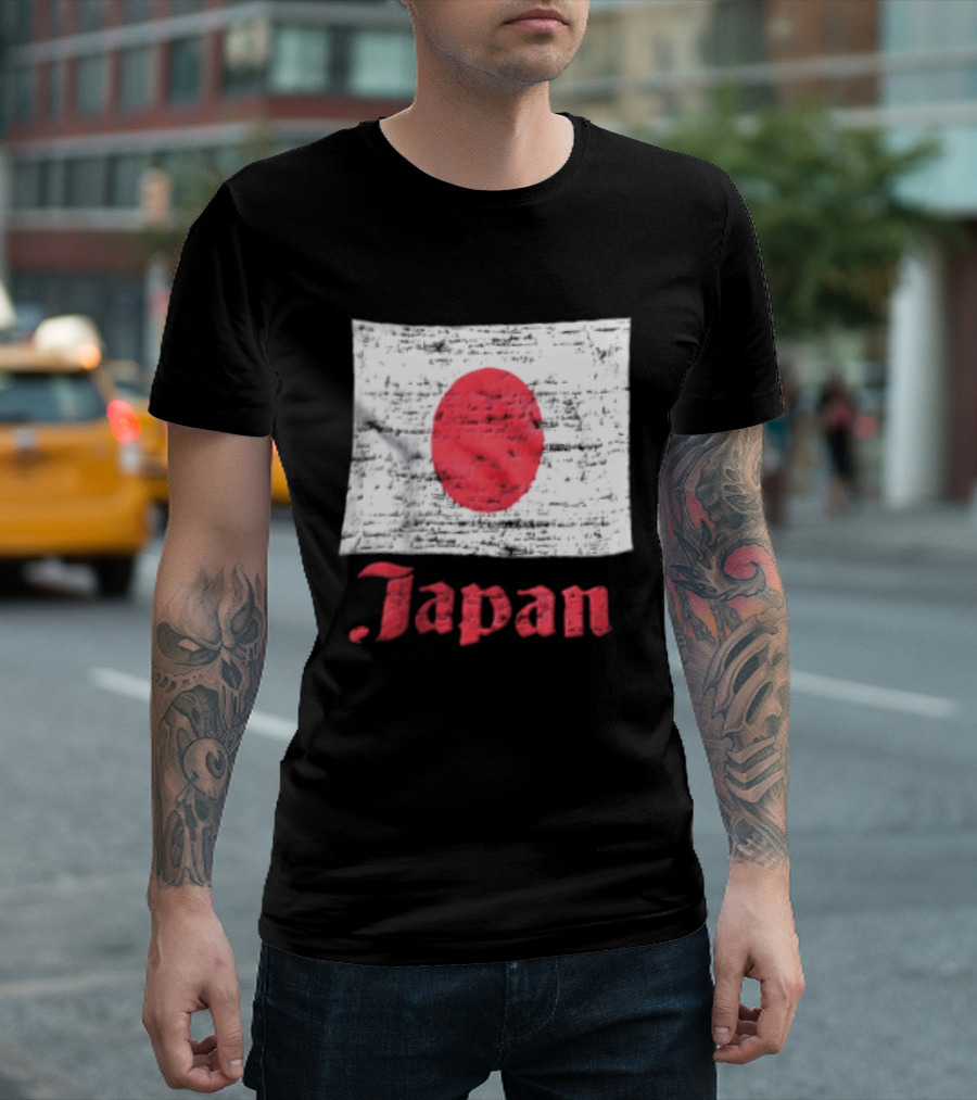 Japan Flag Distressed Style Red Dot Vintage Look T-Shirt
