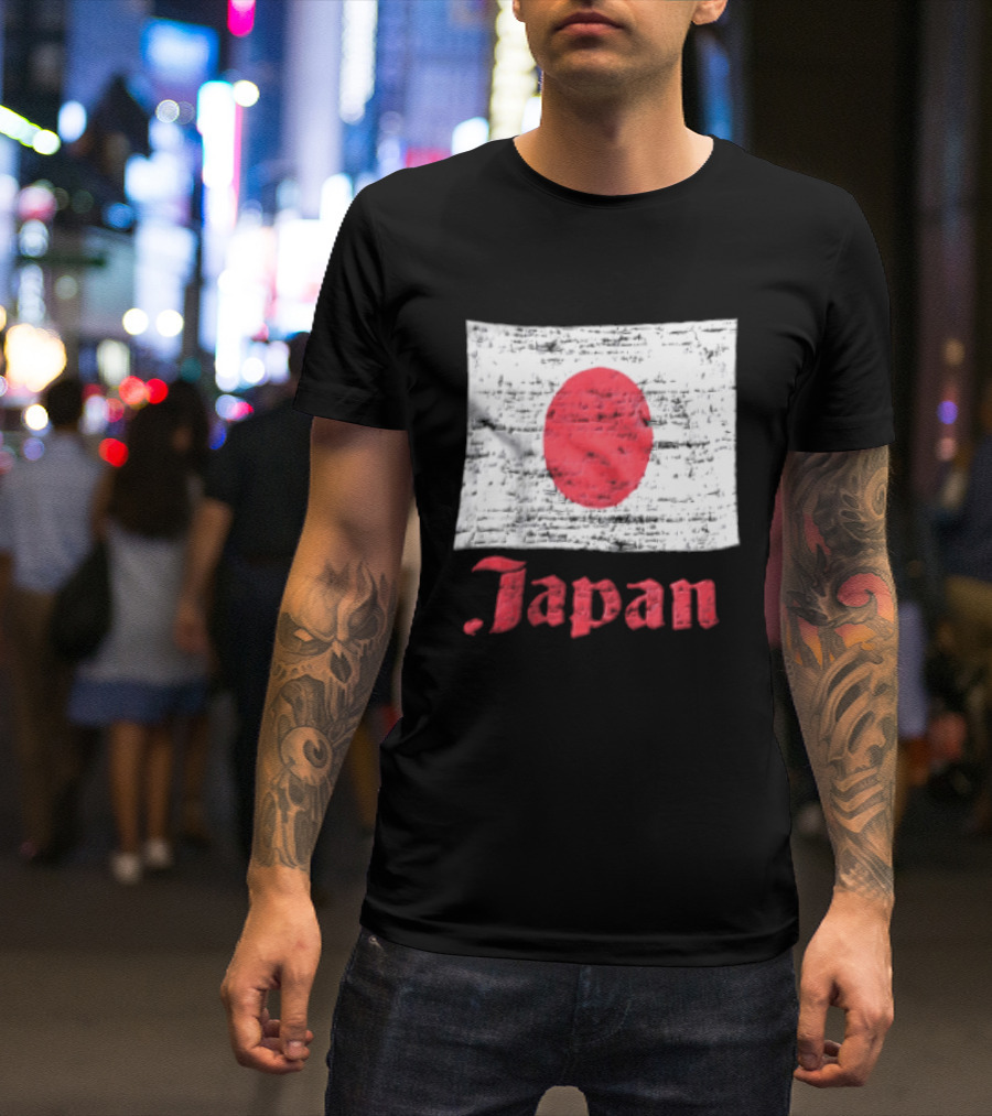 Japan Flag Distressed Style Red Dot Vintage Look T-Shirt