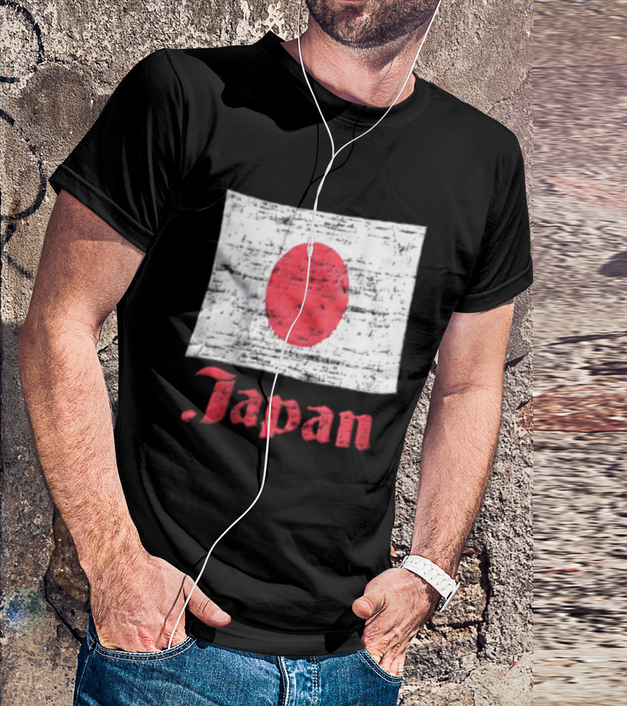 Japan Flag Distressed Style Red Dot Vintage Look T-Shirt