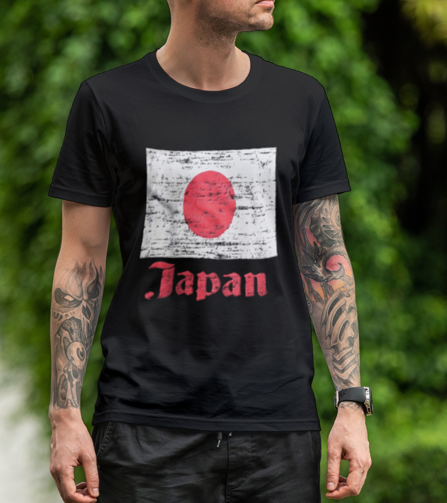 Japan Flag Distressed Style Red Dot Vintage Look T-Shirt