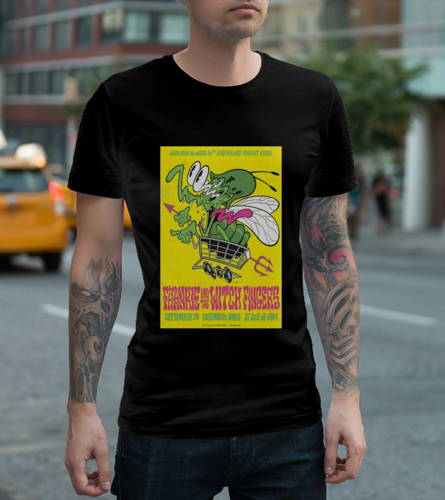 Used Kids Records 40th Anniversary Concert Series Frankie And The Witch Fingers September 20 Columbus Ohio At Ace Of Cups Artwork By Sam Fout T-Shirt