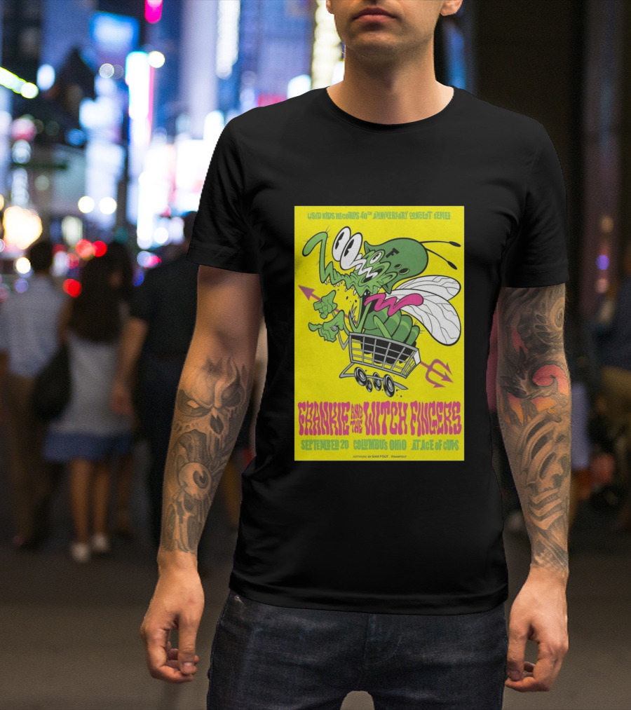 Used Kids Records 40th Anniversary Concert Series Frankie And The Witch Fingers September 20 Columbus Ohio At Ace Of Cups Artwork By Sam Fout T-Shirt