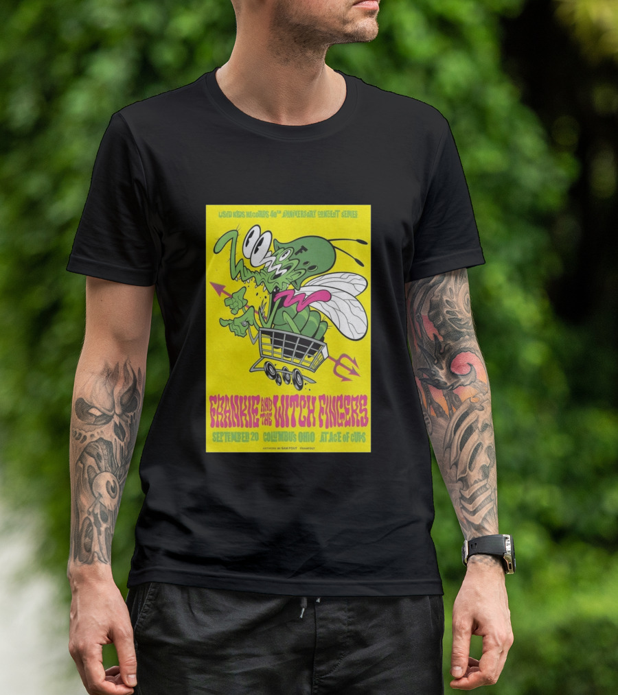 Used Kids Records 40th Anniversary Concert Series Frankie And The Witch Fingers September 20 Columbus Ohio At Ace Of Cups Artwork By Sam Fout T-Shirt