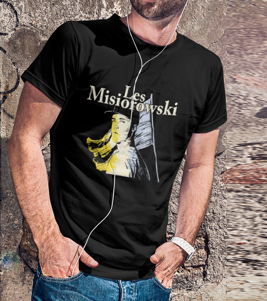 Les Misiorowski Baseball Pitcher Long Hair Flag Sketch T-Shirt