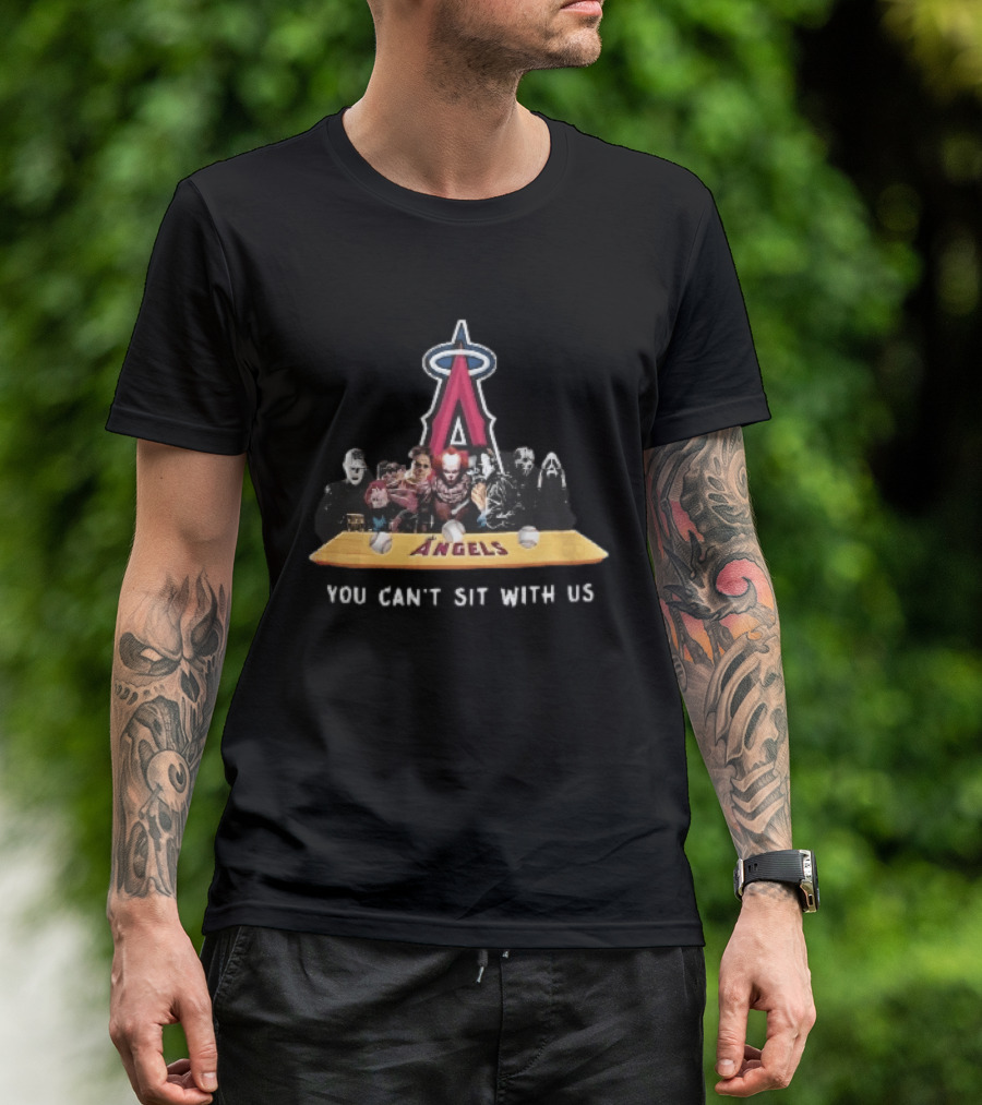 Los Angeles Angels MLB Horror Characters You Can't Sit With Us Bench Baseballs T-Shirt