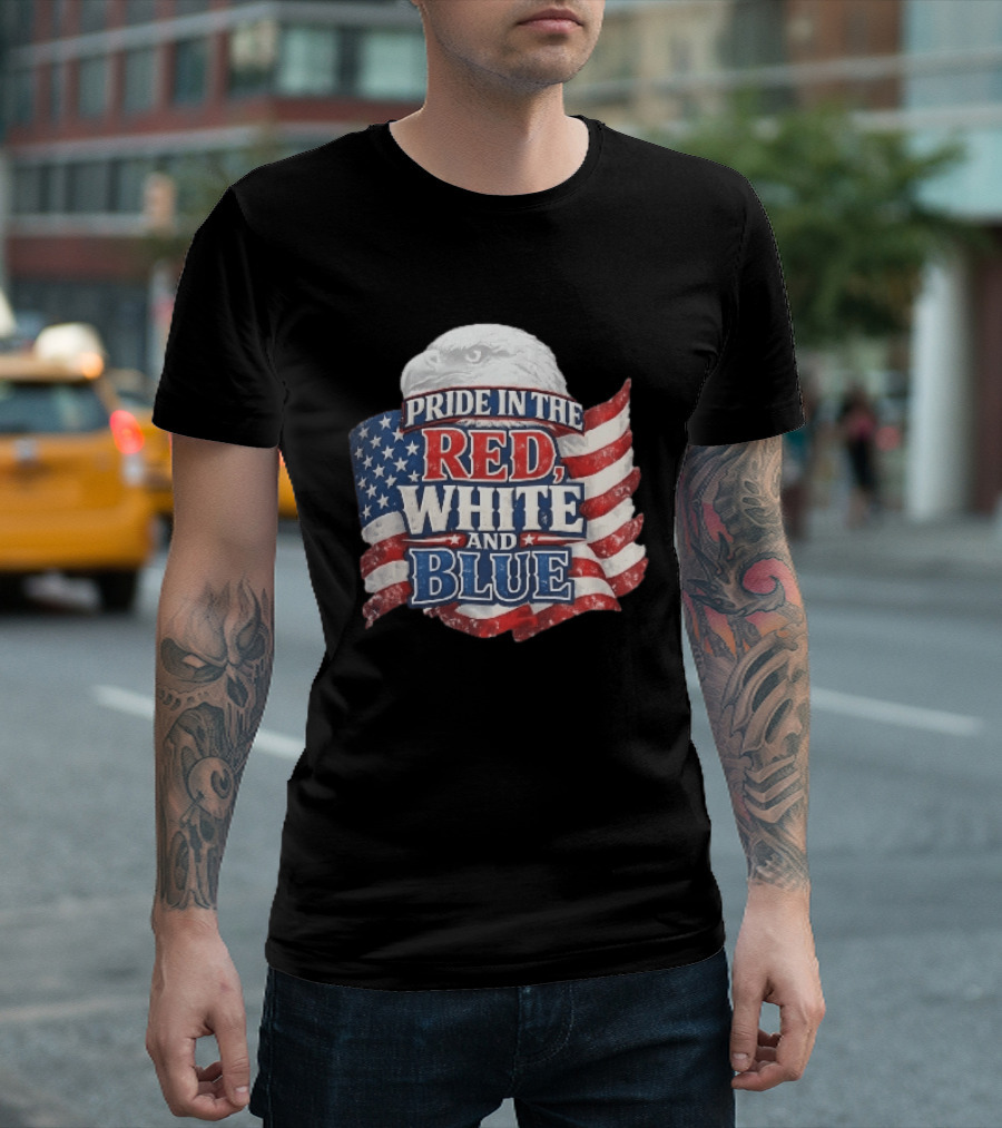 Pride In The Red White And Blue Bald Eagle American Flag T-Shirt