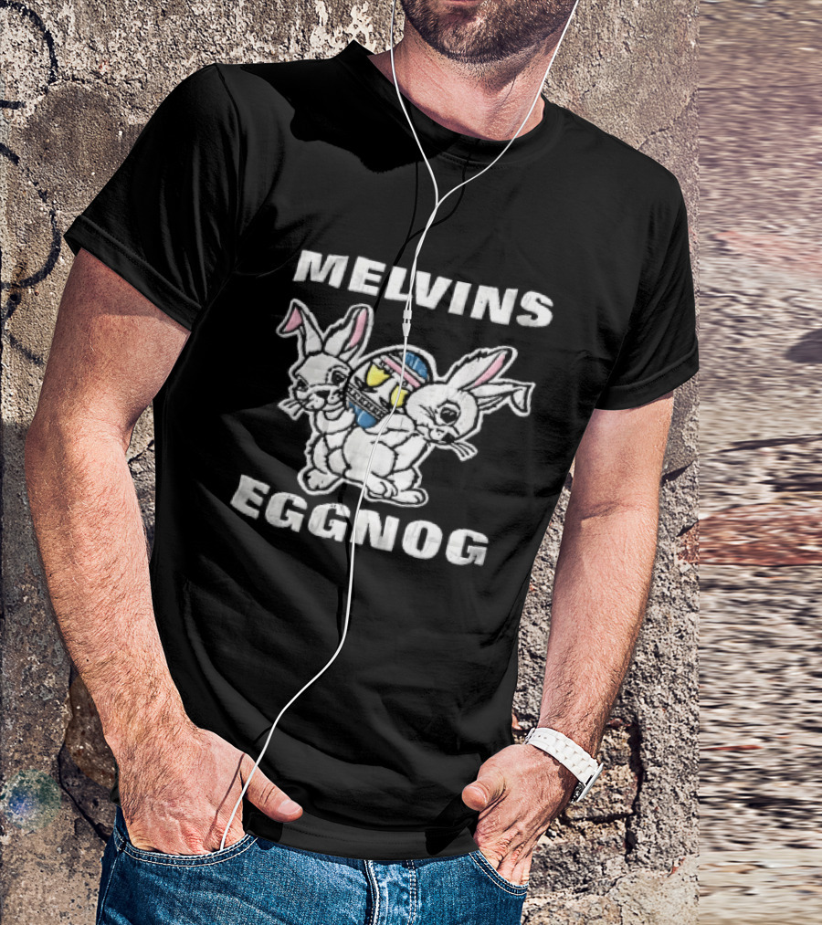 Melvins Eggnog Distressed Conjoined Rabbits Cartoon T-Shirt