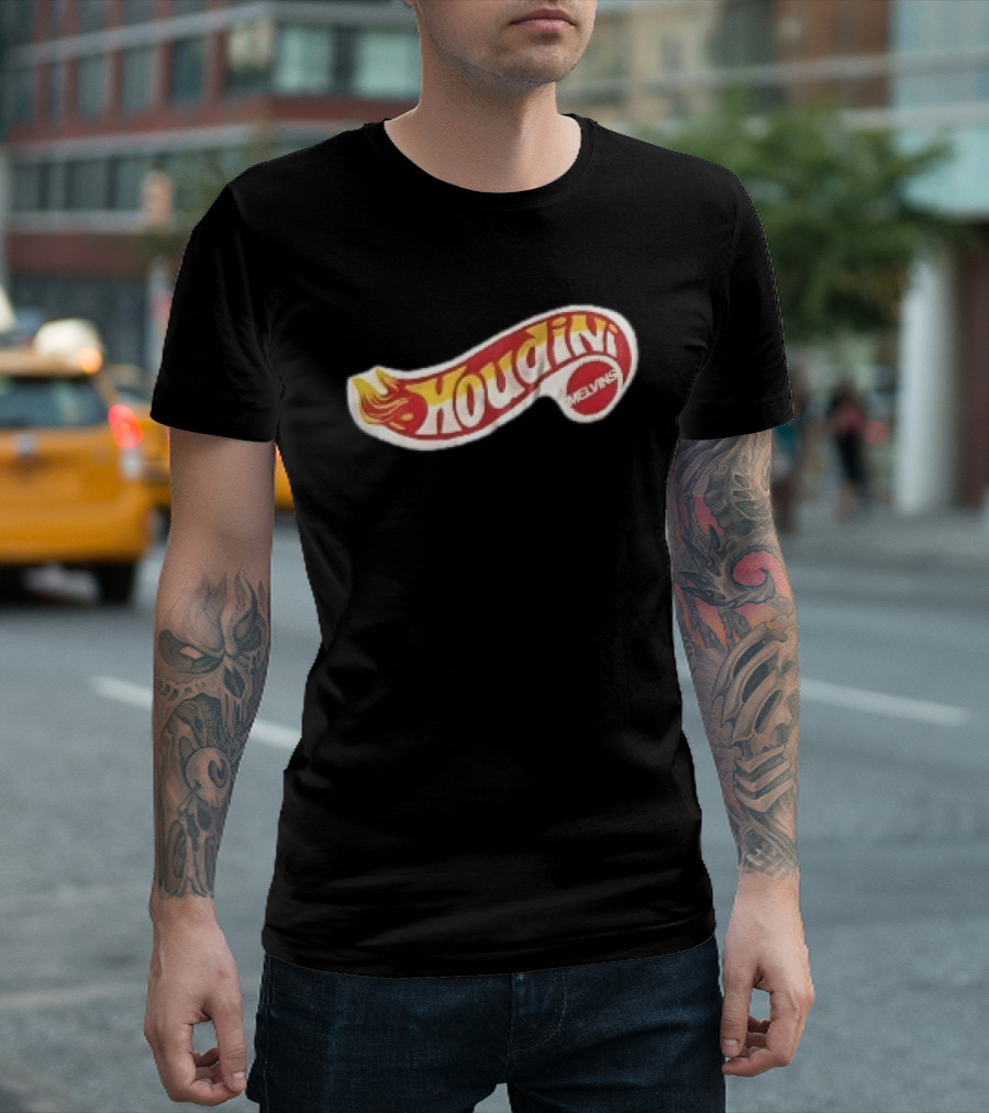 Melvins Houdini Red Yellow Flame Racing Toy Swoosh T-Shirt