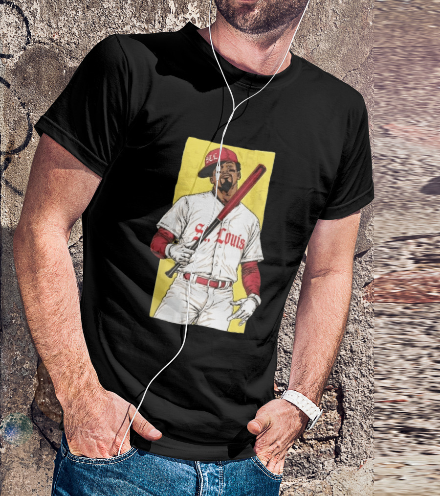 St Louis Cardinals STL Baseball Player Caricature With Bat T-Shirt