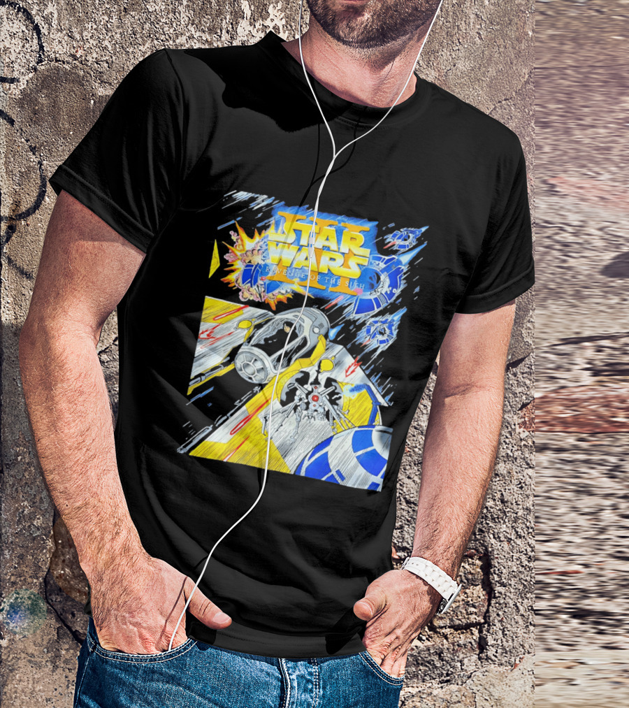 Star Wars Revenge Of The Sith Galactic Battle Artwork Featuring Anakin Skywalker And Iconic Droid Spaceships T-Shirt