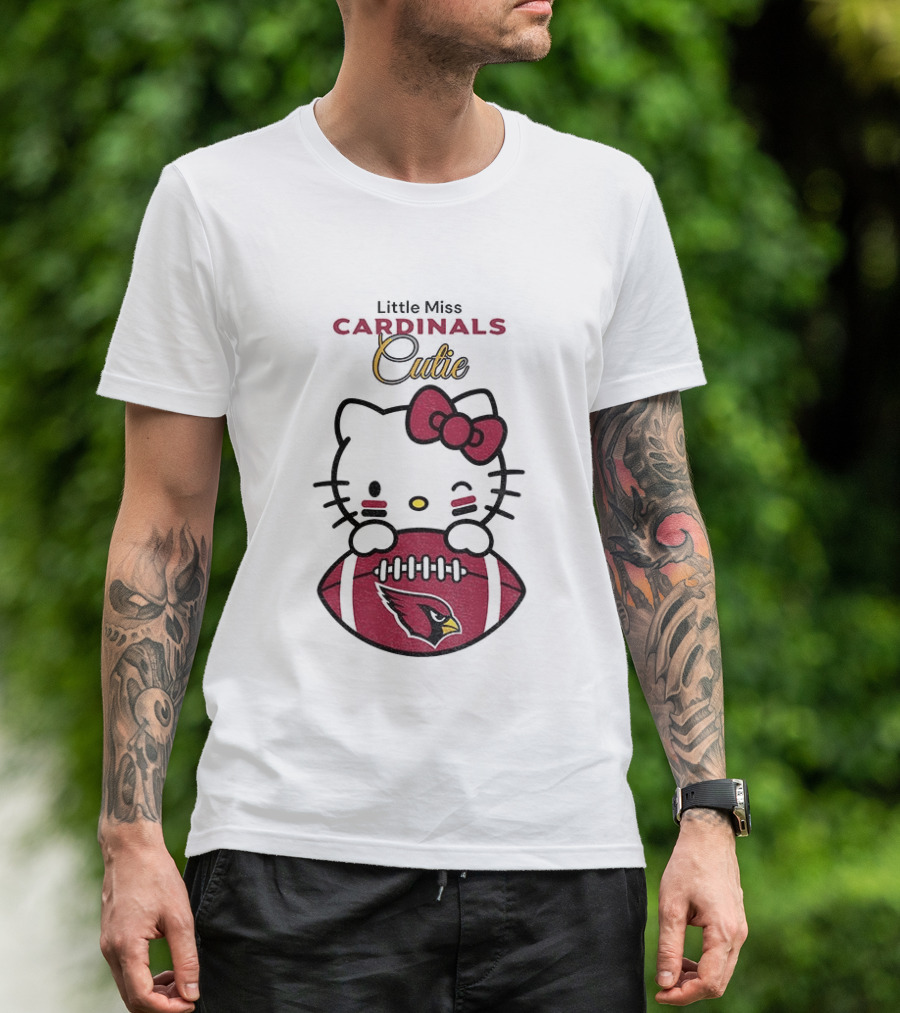 Little Miss Cardinals Cutie Hello Kitty Football T-Shirt