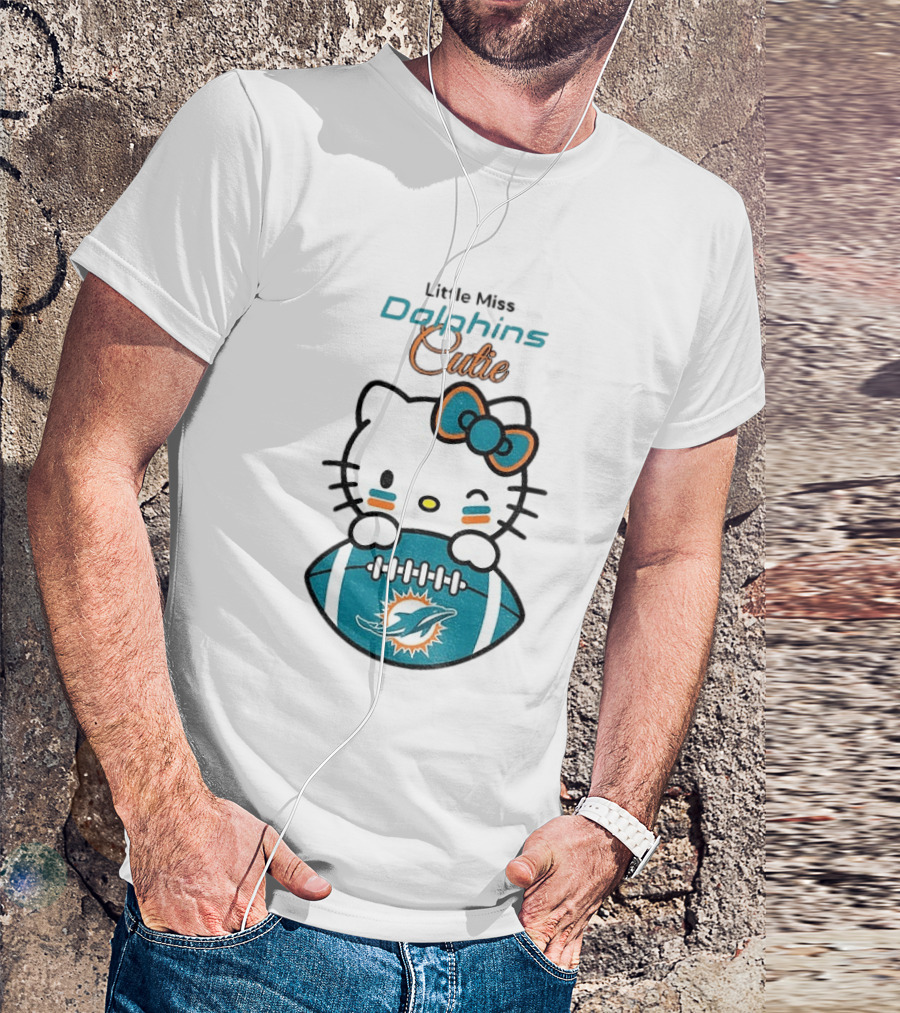 Little Miss Dolphins Cutie Hello Kitty Football T-Shirt