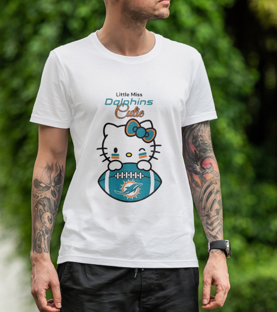 Little Miss Dolphins Cutie Hello Kitty Football T-Shirt