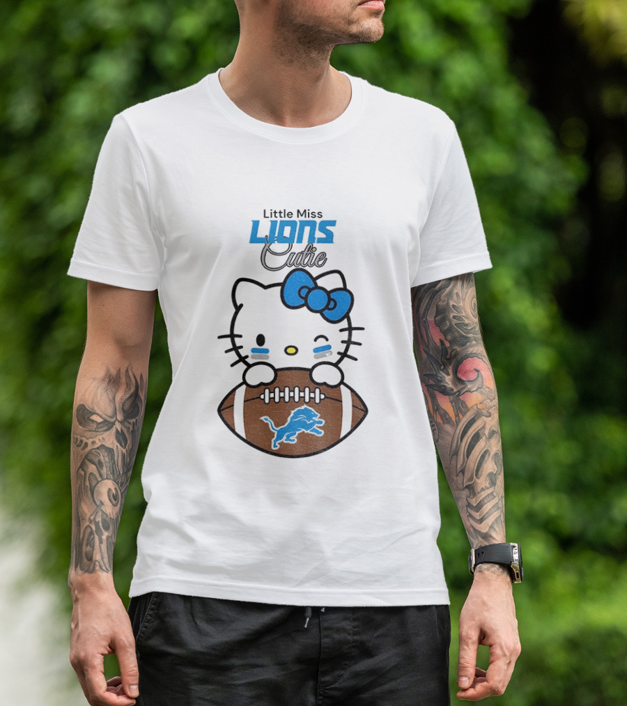 Little Miss Lions Hello Kitty Cute Football T-Shirt