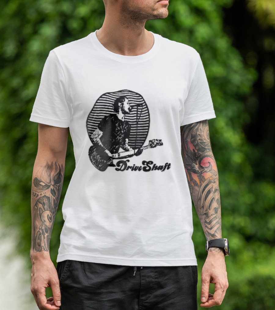 Drive Shaft Bassist Microphone Striped Halftone T-Shirt