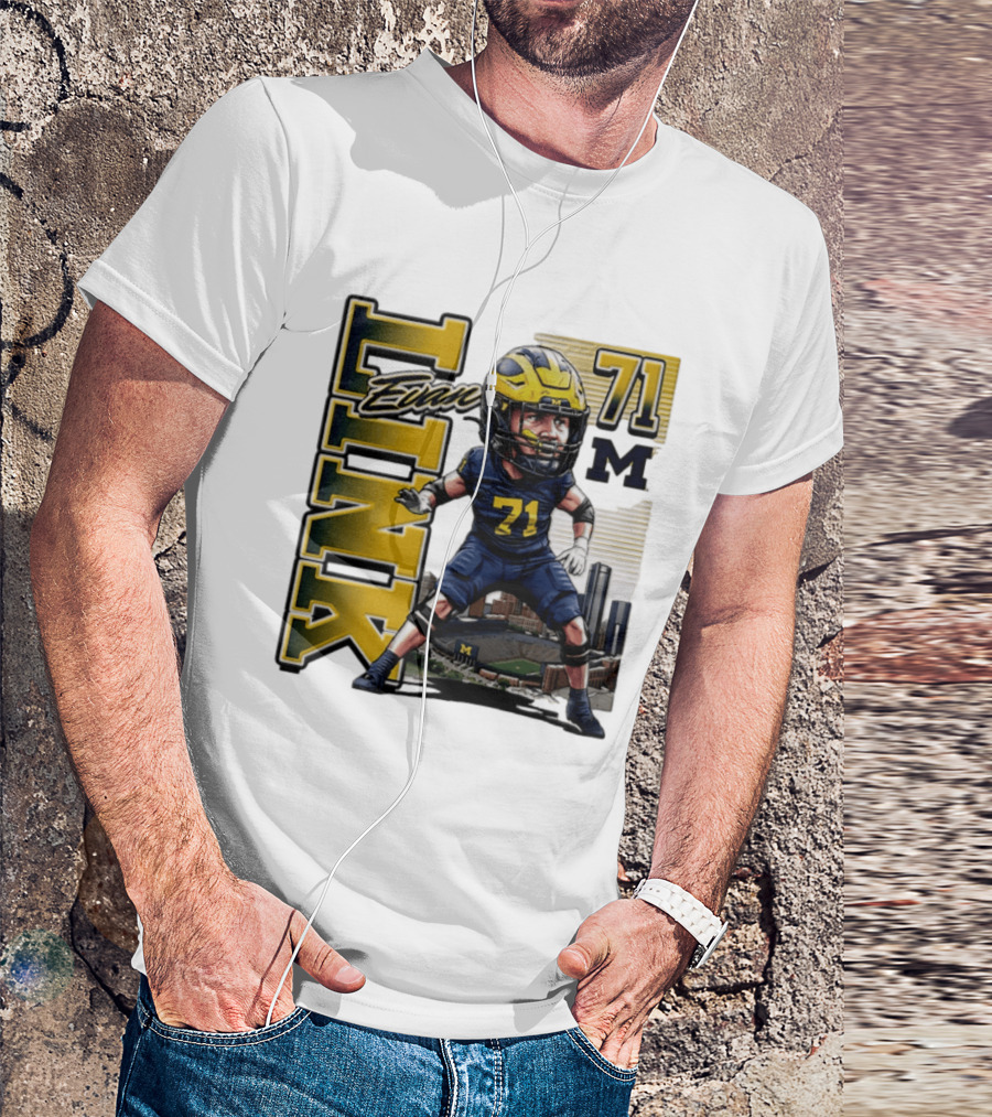 Evan Link 71 Michigan Wolverines Football Caricature T-Shirt