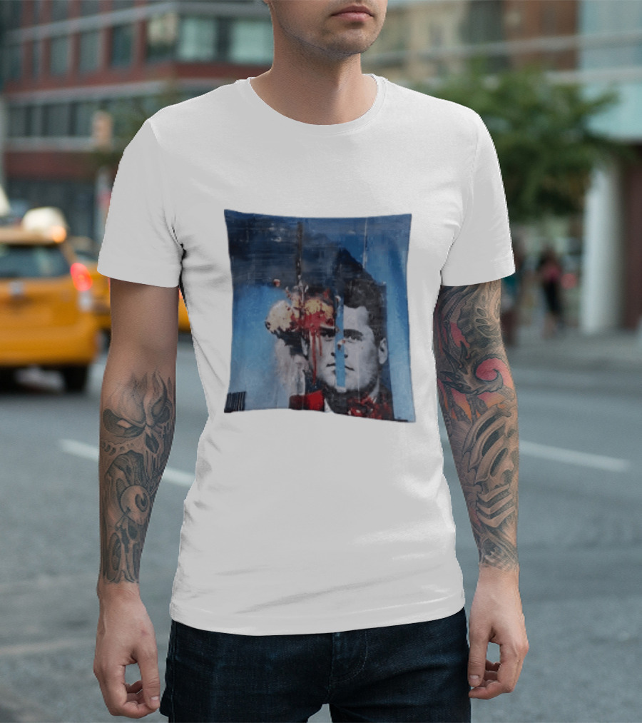 Explosion Face Collage Tower Crew Neck Short Sleeve T-Shirt
