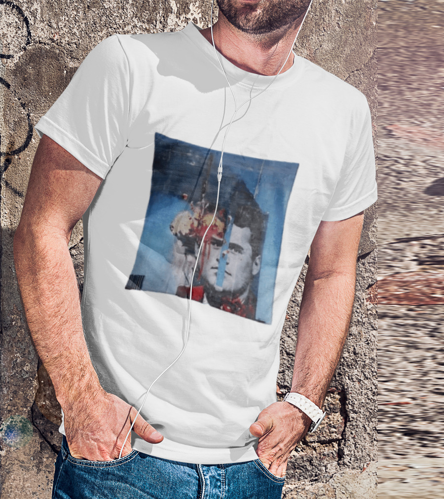 Explosion Face Collage Tower Crew Neck Short Sleeve T-Shirt