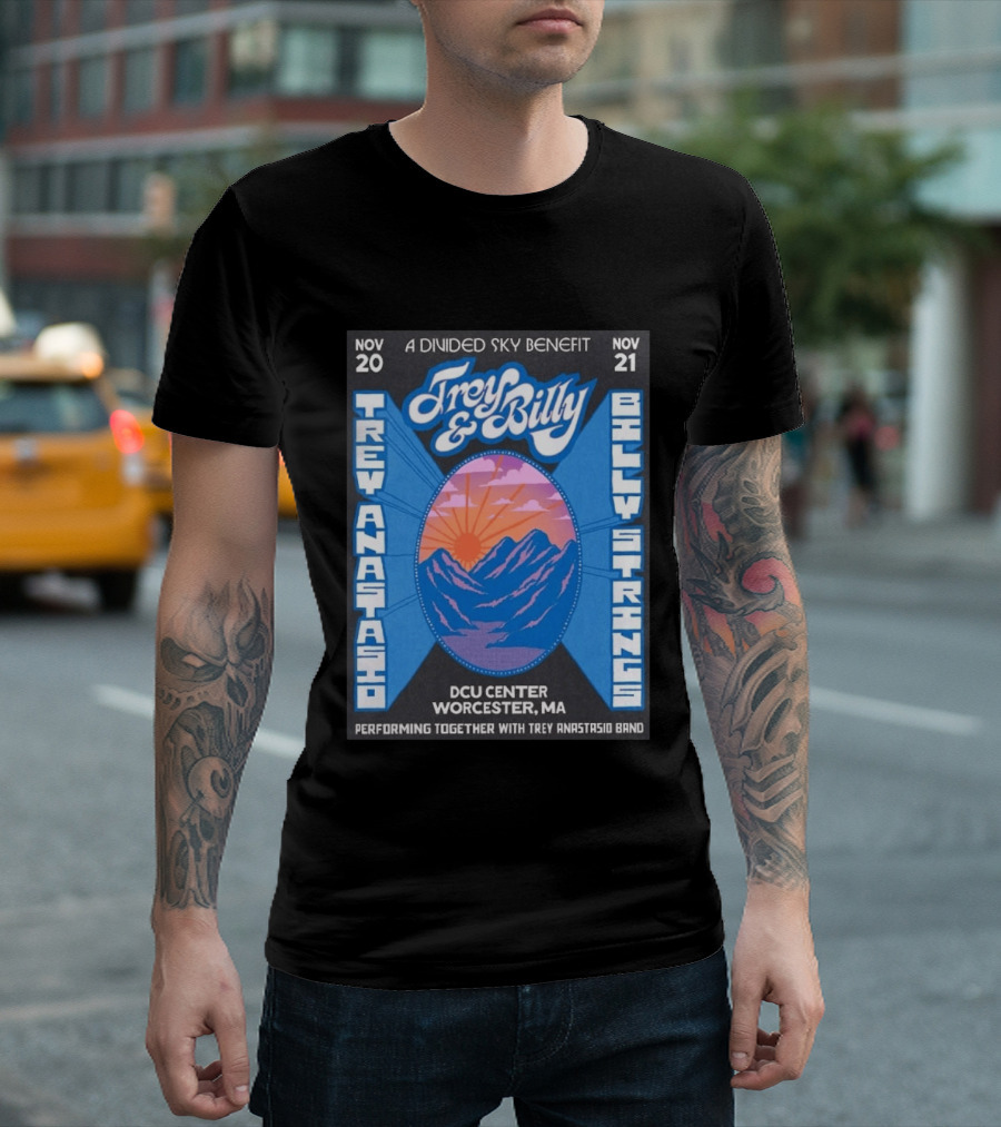 Trey Anastasio And Billy Strings A Divided Sky Benefit At DCU Center Worcester MA November 20 21 2026 T-Shirt