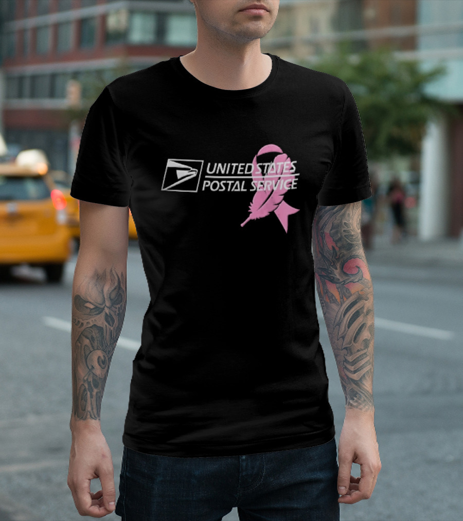 United States Postal Service Pink Breast Cancer Awareness Feather Ribbon T-Shirt