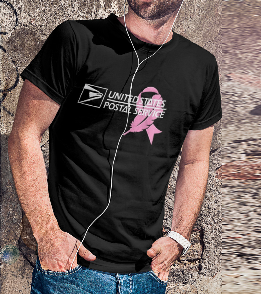 United States Postal Service Pink Breast Cancer Awareness Feather Ribbon T-Shirt