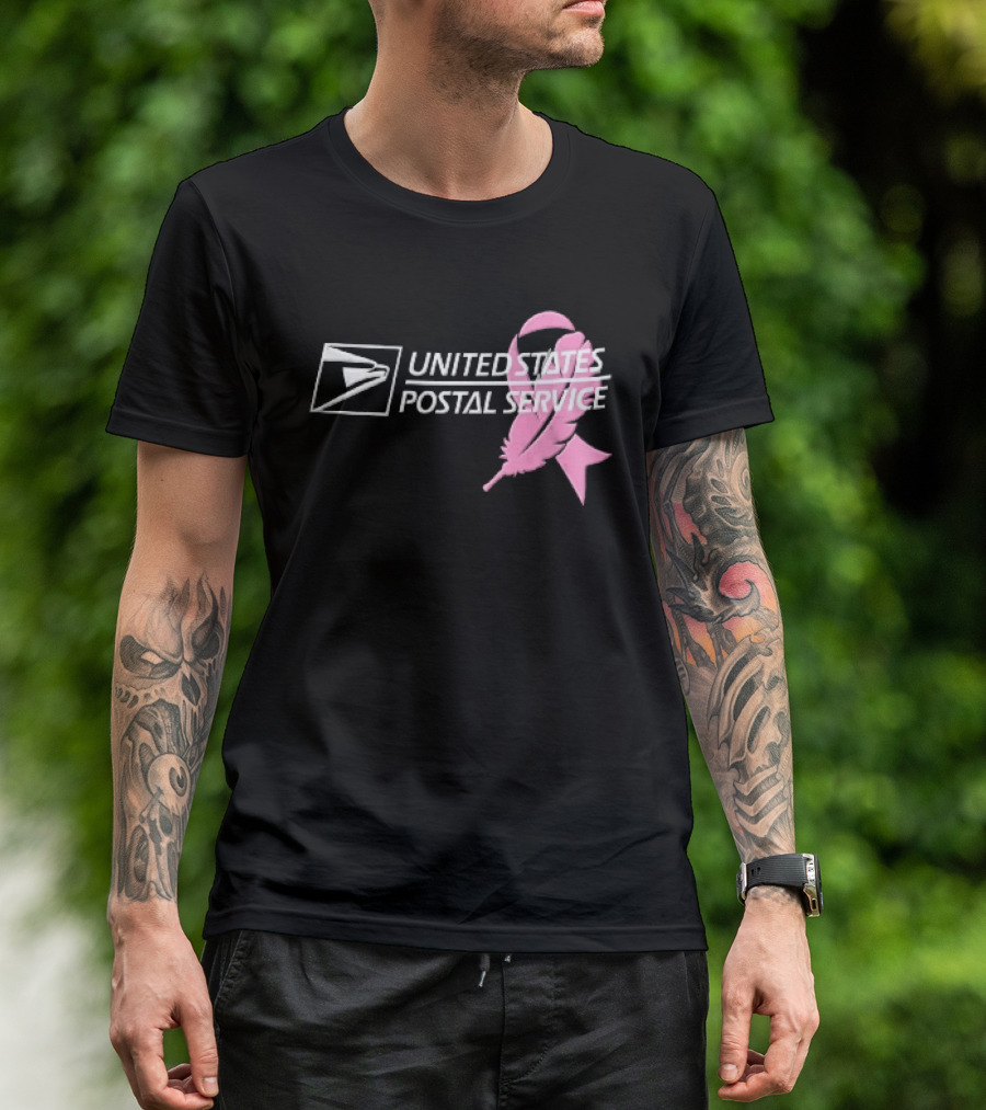 United States Postal Service Pink Breast Cancer Awareness Feather Ribbon T-Shirt