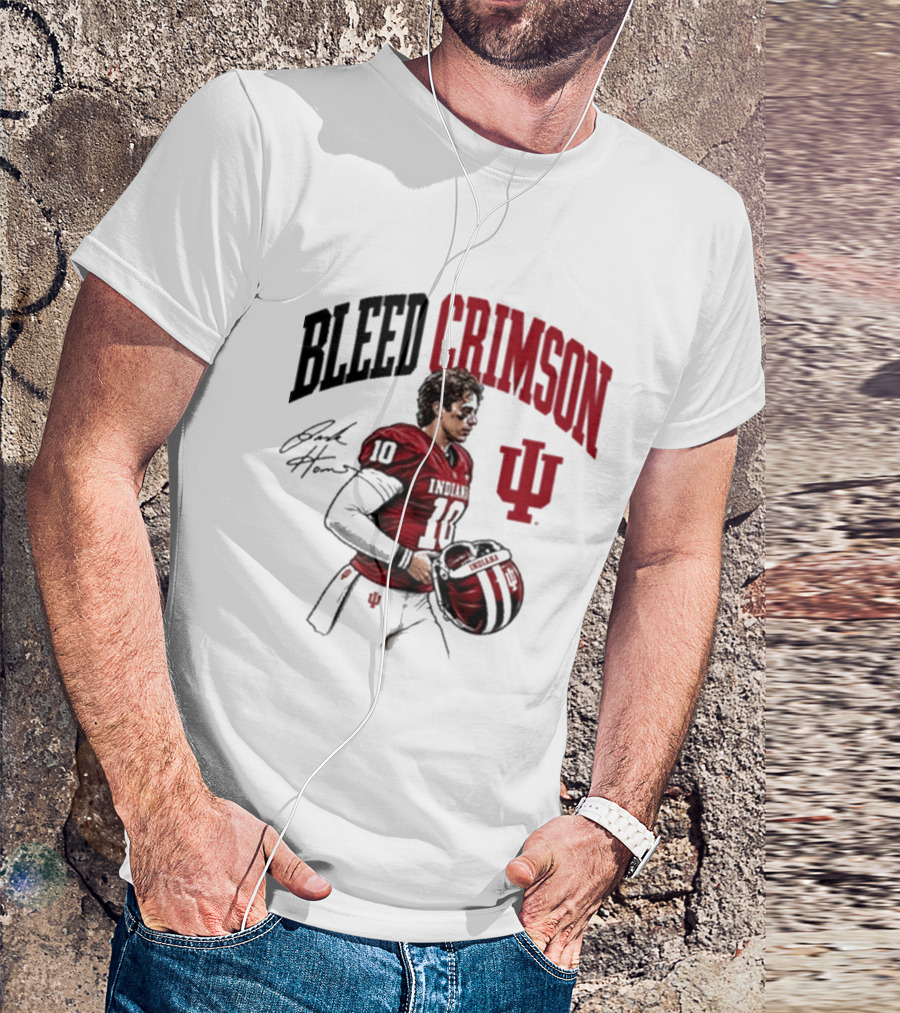Bleed Crimson IU Football Number 10 Player Signature T-Shirt