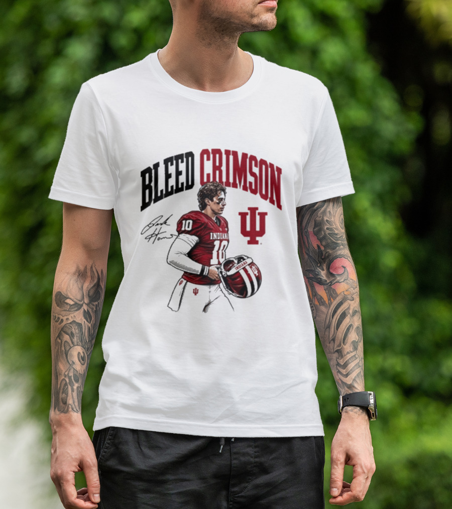 Bleed Crimson IU Football Number 10 Player Signature T-Shirt