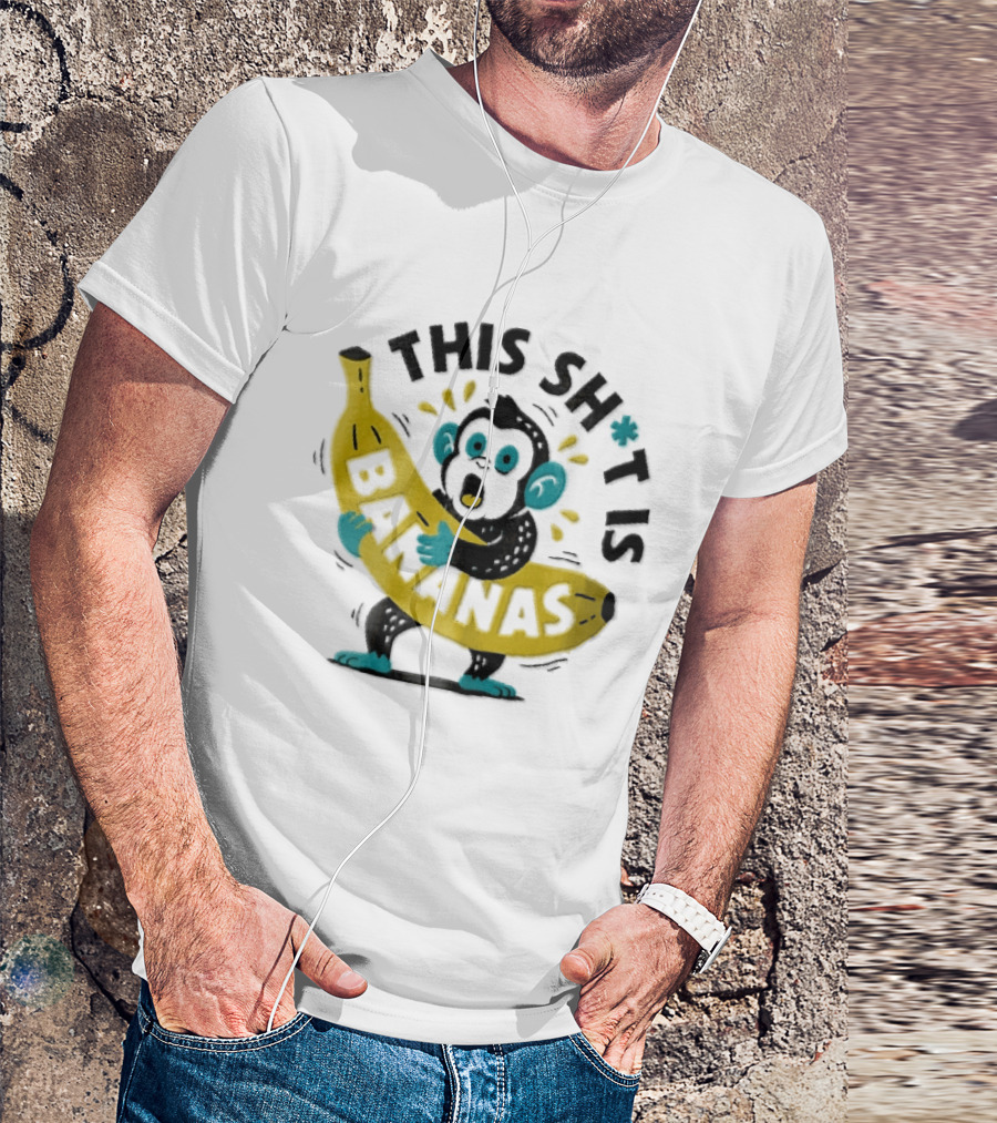 This Shit Is Bananas Surprised Monkey Holding Giant Fruit T-Shirt