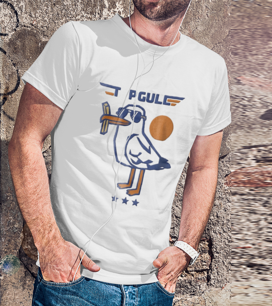 Top Gull Cartoon Seagull Sunglasses French Fries Sun Stars T-Shirt