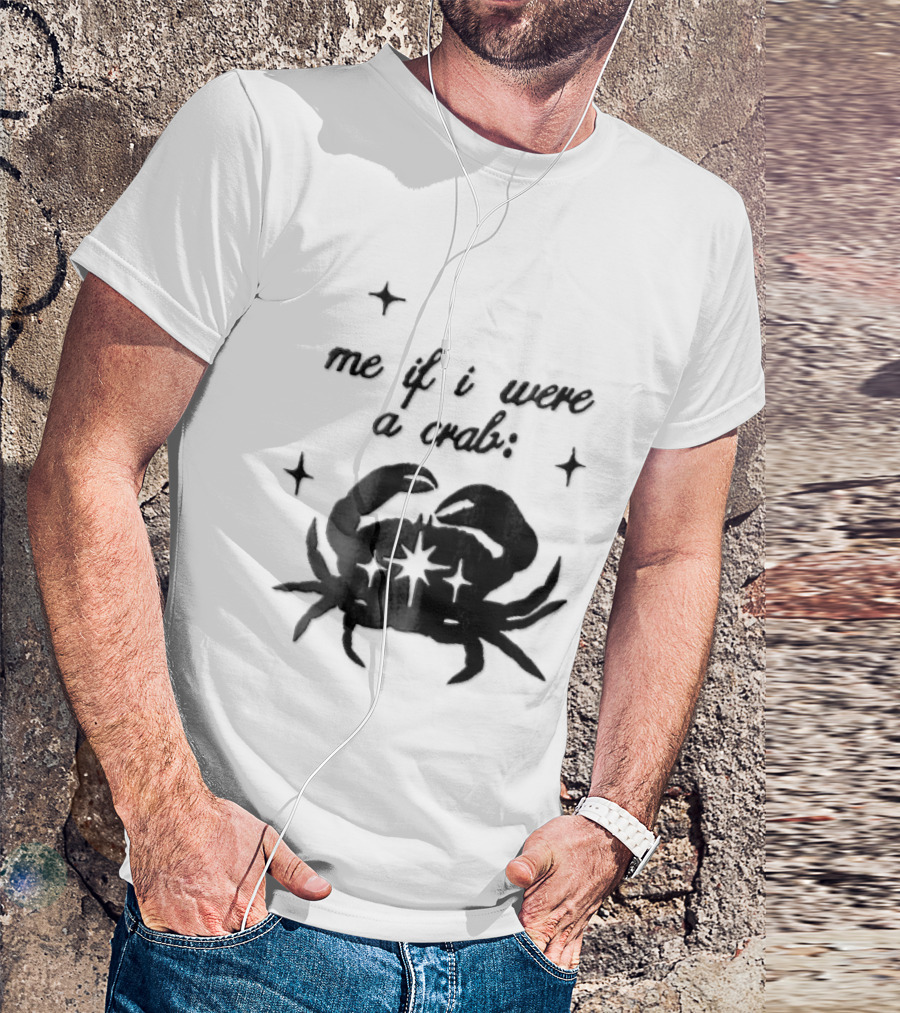 Me If I Were A Crab Crustacean Sparkles Silhouette Four Point Stars T-Shirt