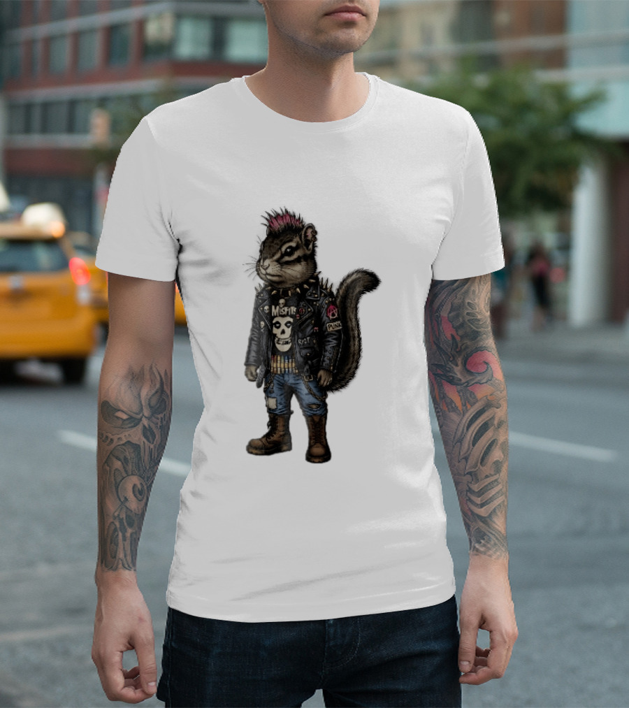Misfits Chipmunk Riot Punk Pink Mohawk Leather Jacket Boots T-Shirt