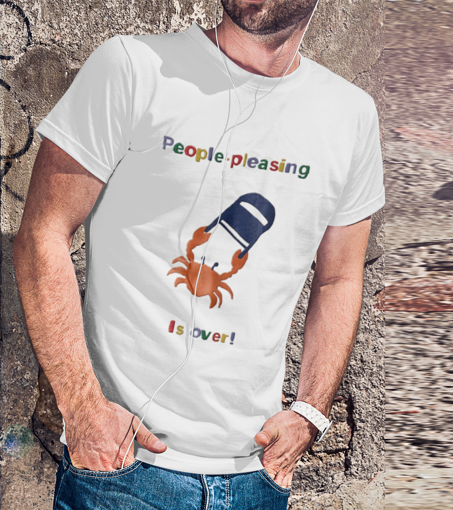 People Pleasing Is Over Orange Crab Throwing Folding Chair Popcompunk Cartoon T-Shirt