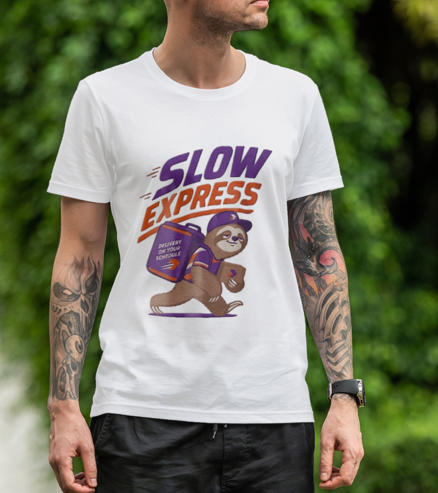 Slow Express Delivery On Your Schedule Cartoon Sloth Courier Carrying Package T-Shirt