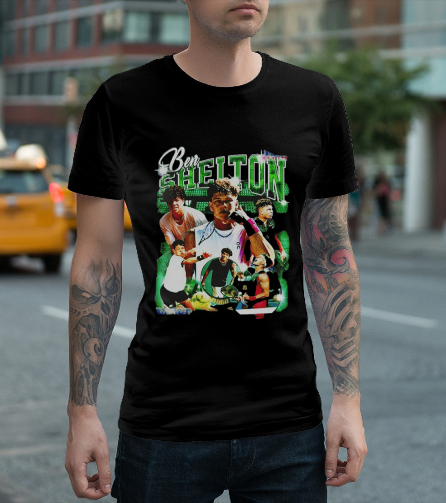 Ben Shelton Tennis Champions Green Collage T-Shirt