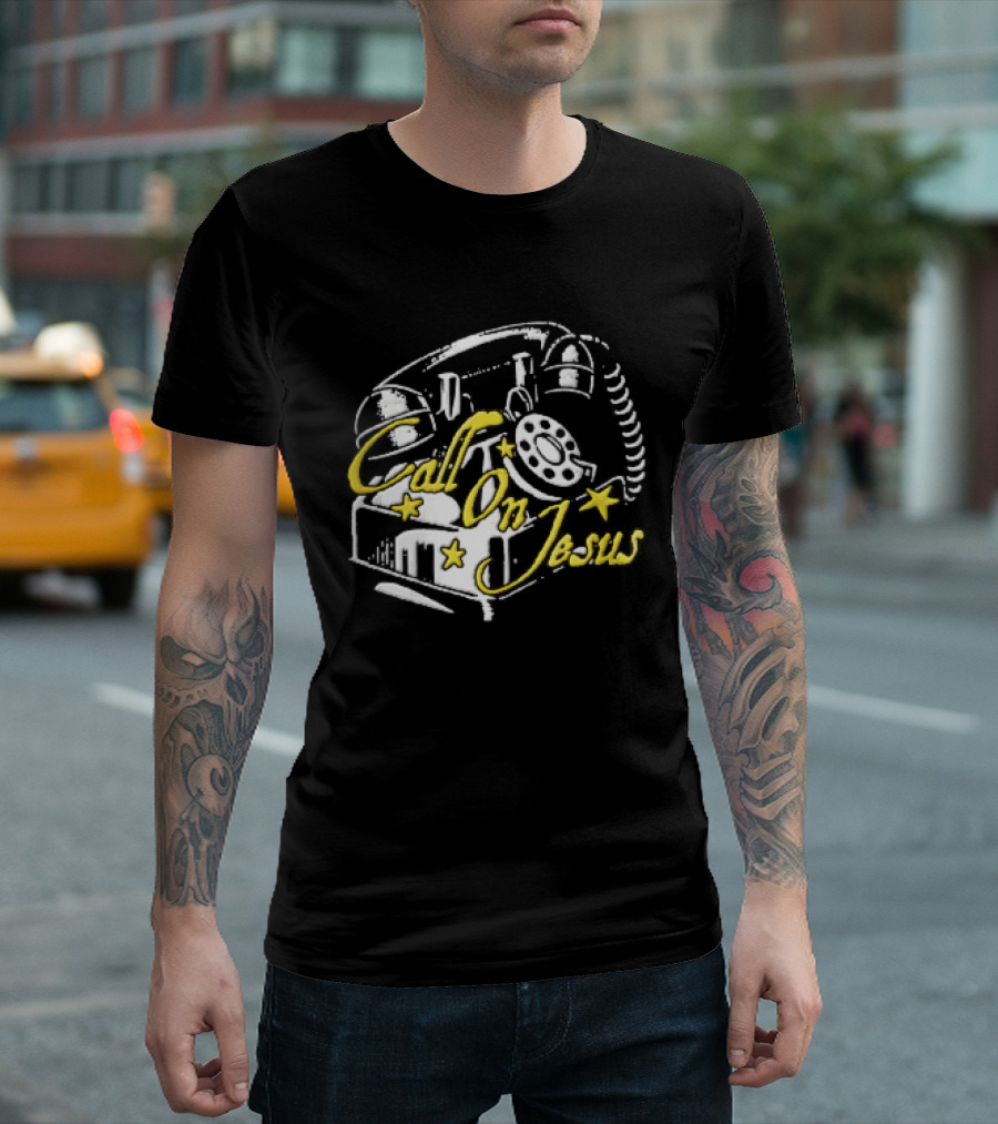 Call On Jesus Rotary Telephone Yellow Stars T-Shirt