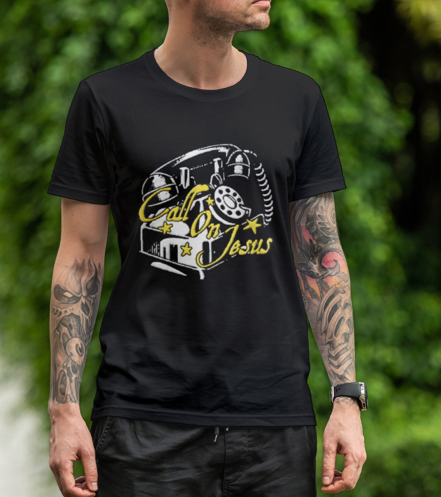 Call On Jesus Rotary Telephone Yellow Stars T-Shirt