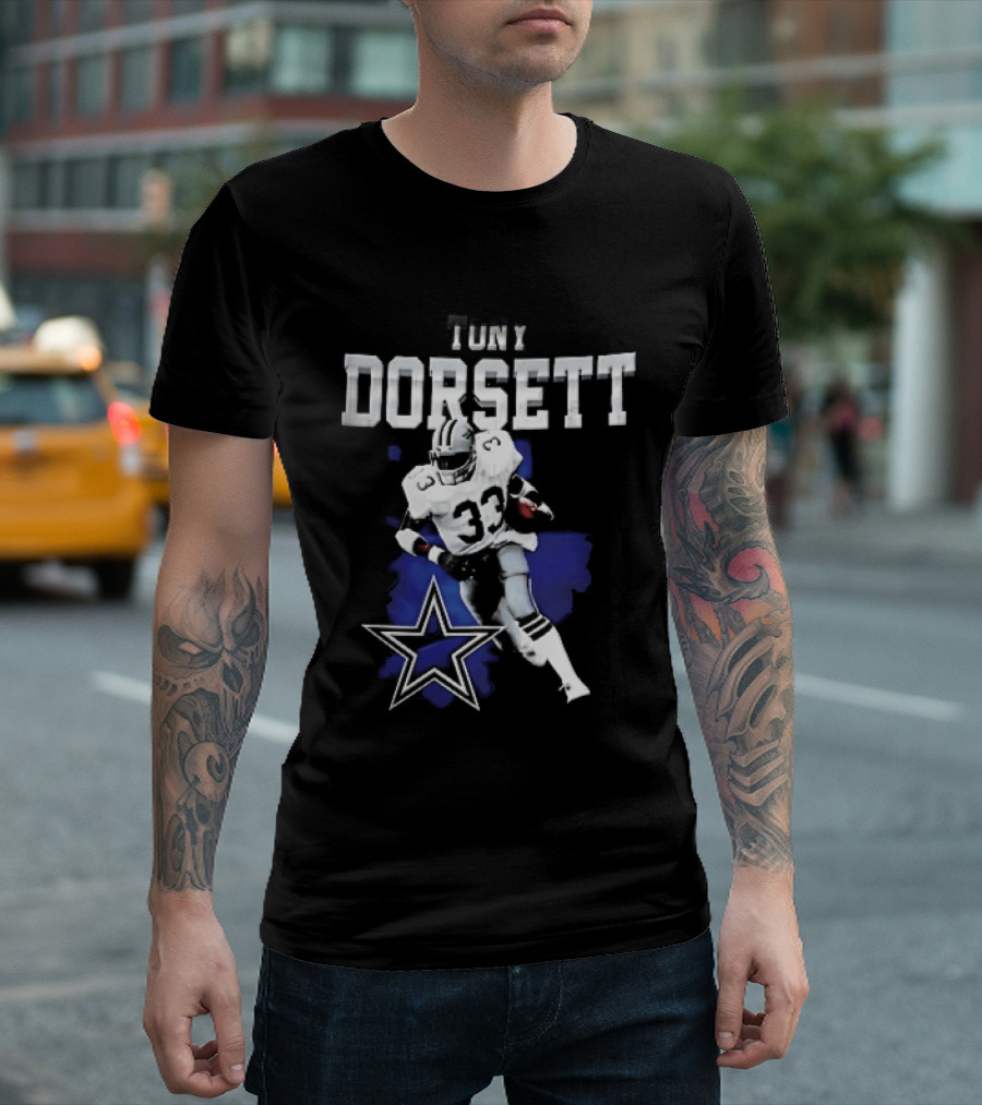 Dallas Cowboys Tony Dorsett Star 33 Paint Effect T-Shirt