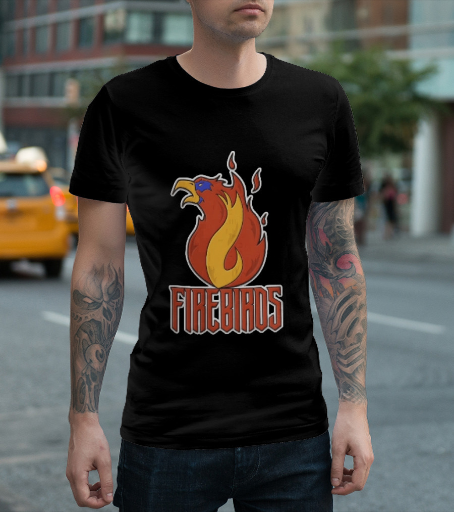 Firebirds Flaming Phoenix Head Flame Cartoon T-Shirt