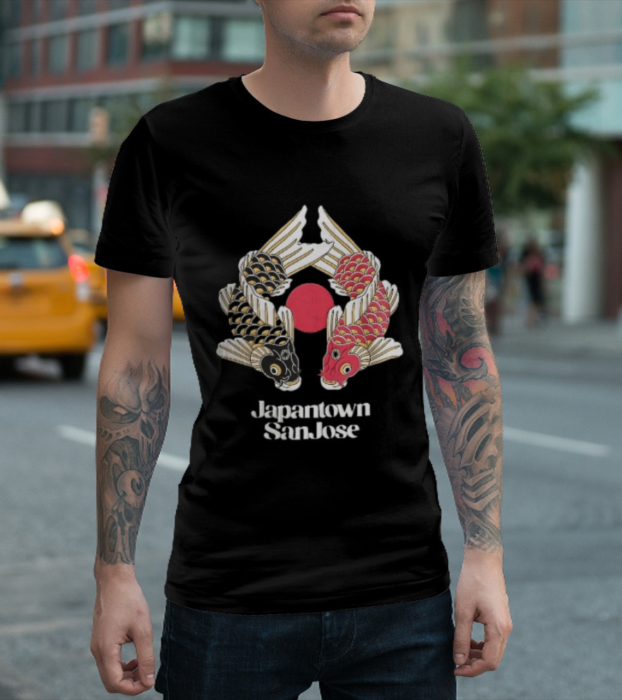 Japantown San Jose Two Koi Fish Red Sun T-Shirt