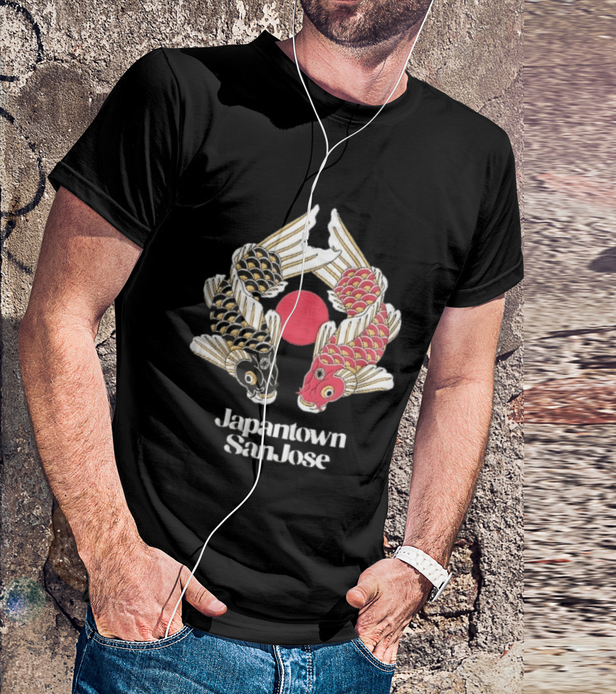 Japantown San Jose Two Koi Fish Red Sun T-Shirt