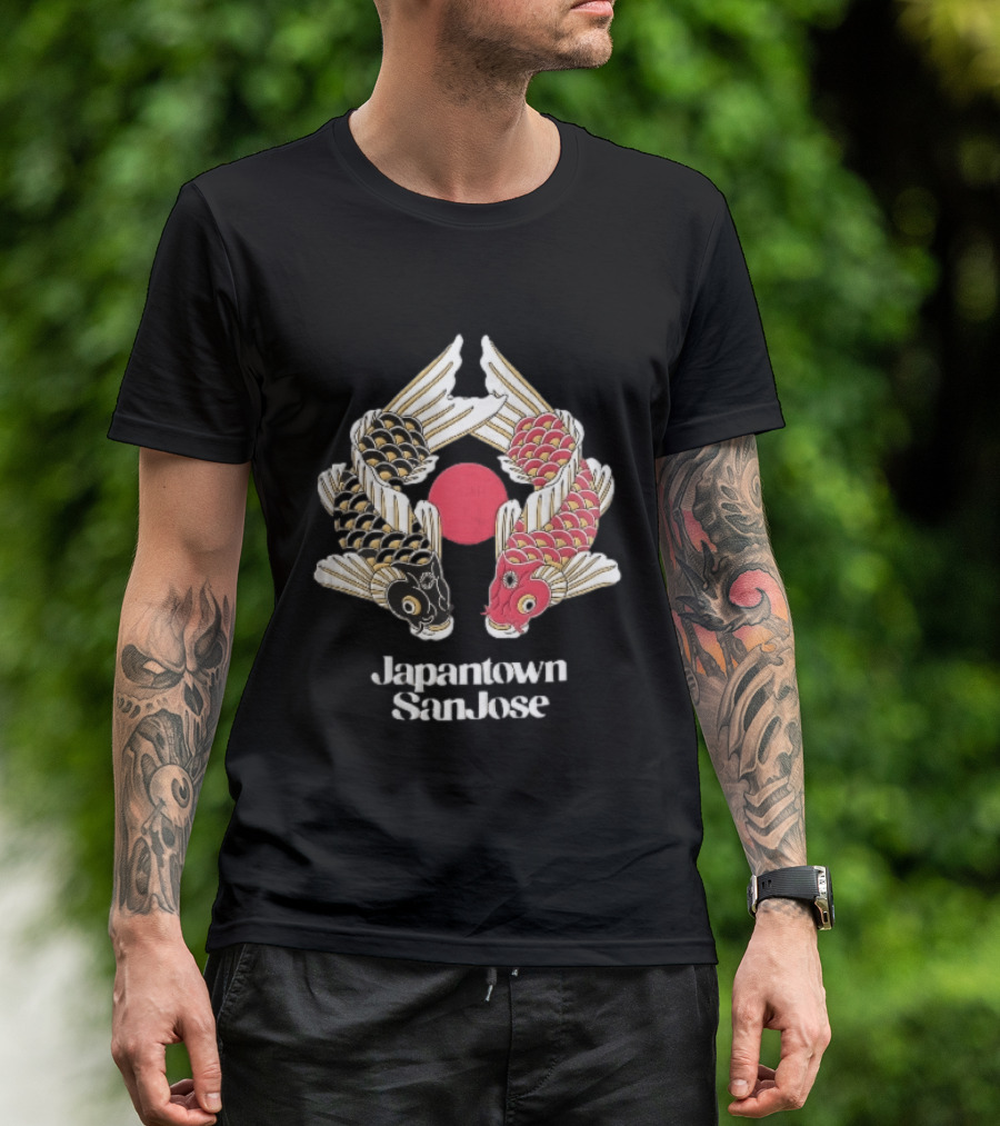 Japantown San Jose Two Koi Fish Red Sun T-Shirt