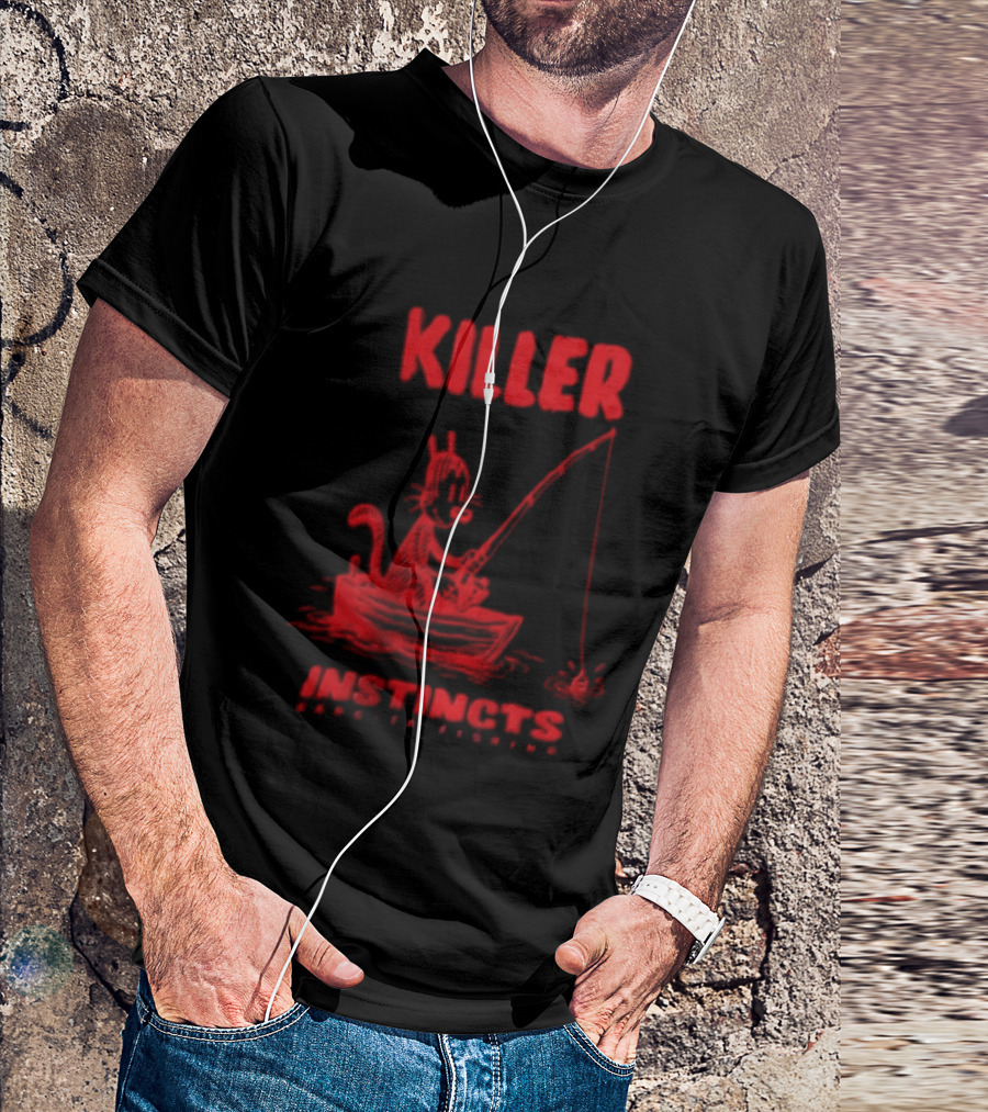 Killer Instincts Fishing Cat In A Boat T-Shirt