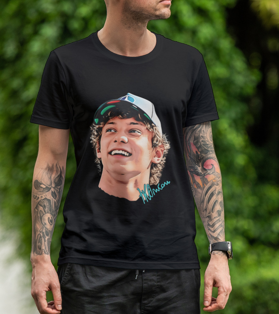 Kimi Antonelli F1 Team Smiley Big Head Signature Cap Racing T-Shirt