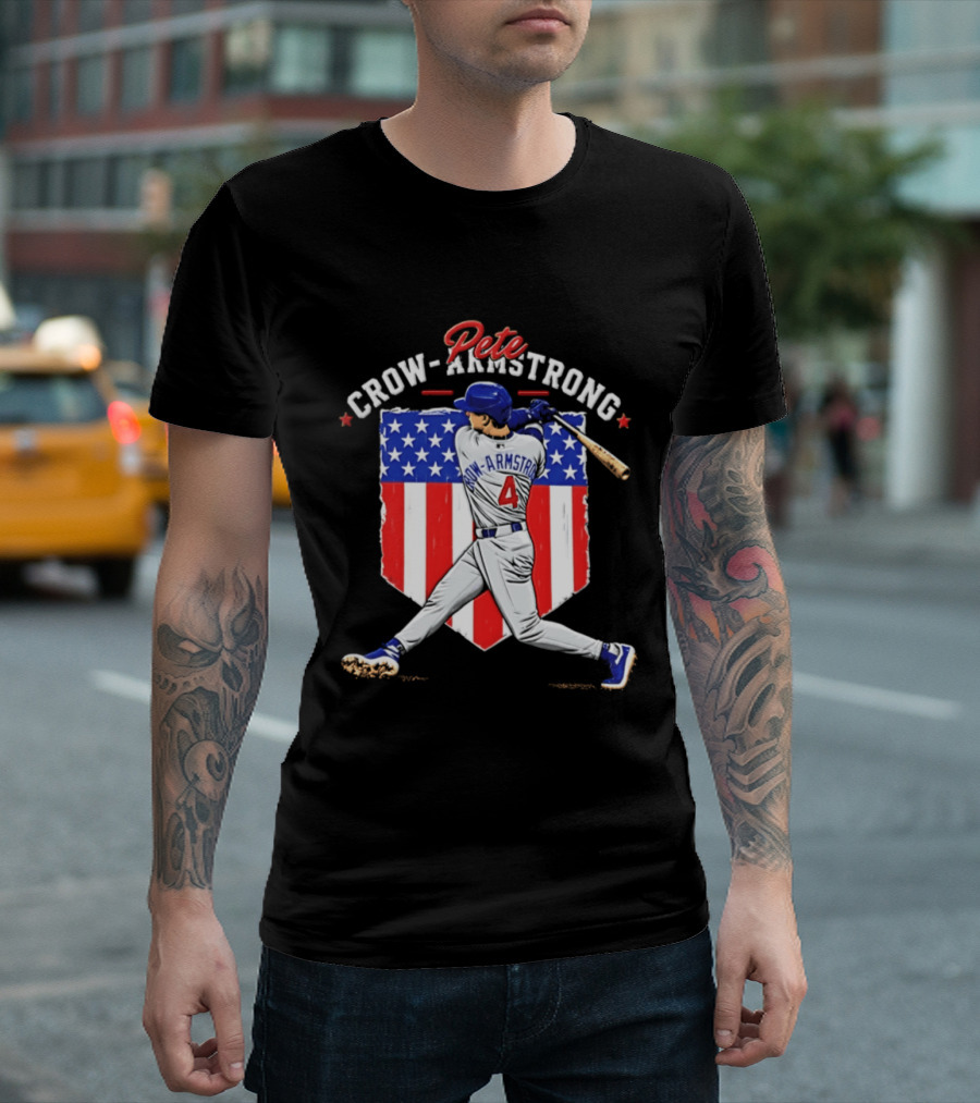 Pete Crow Armstrong Chicago Cubs Baseball 4 American Flag 2026 T-Shirt